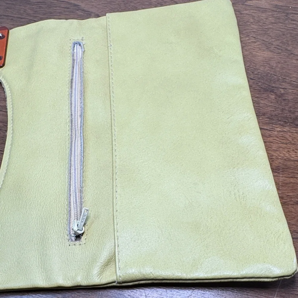 70s Vintage Roger Gimlet Foldable Lucite Yellow Leather Envelope Clutch Bag
